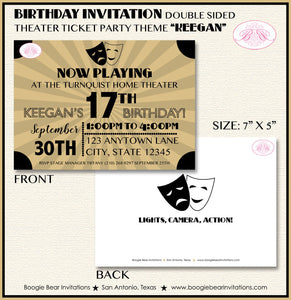 Theater Ticket Play Birthday Party Invitation Actor Drama Art Deco Theatre Boogie Bear Invitations Keegan Theme Paperless Printable Printed