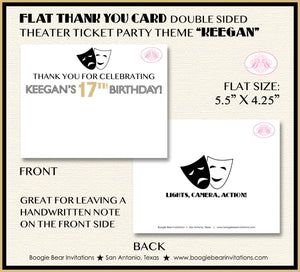 Theater Ticket Play Birthday Thank You Card Party Actor Gold Black Drama Star Musical Stage Tag Boogie Bear Invitations Keegan Theme Printed