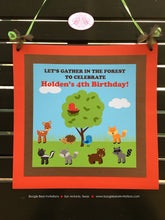 Load image into Gallery viewer, Woodland Animals Birthday Party Door Banner Deer Bird Green Tree Wild Boy Girl Outdoor Garden Park Kids Boogie Bear Invitations Holden Theme