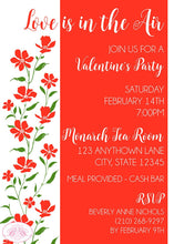 Load image into Gallery viewer, Red Flowers Valentines Party Invitation Day White Green Floral Love Garden Boogie Bear Invitations Nichols Theme Paperless Printable Printed