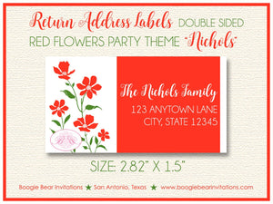 Red Flowers Valentines Party Invitation Day White Green Floral Love Garden Boogie Bear Invitations Nichols Theme Paperless Printable Printed