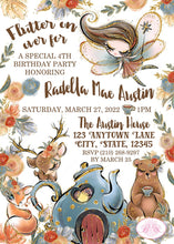 Load image into Gallery viewer, Fall Fairy Pumpkin Birthday Party Invitation Woodland Magic Tea Woodland Animals Forest Flower Boogie Bear Invitations Printed Radella Theme
