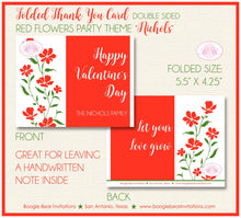 Load image into Gallery viewer, Red Flowers Valentine Thank You Card Party Day Birthday Holiday Dinner Love Green White Garden Boogie Bear Invitations Nichols Theme Printed
