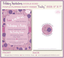 Load image into Gallery viewer, Lavender Flowers Valentine&#39;s Day Invitation Party Pink Purple Flower Garden Boogie Bear Invitations Fowley Theme Paperless Printable Printed