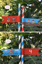 Load image into Gallery viewer, Viking Birthday Party Straws Pennant Paper Warrior Boy Girl Red Blue Swim Medieval Voyage Ship Norse Boat Boogie Bear Invitations Eric Theme