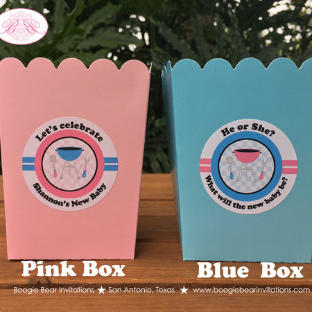 BBQ Reveal Party Popcorn Boxes Mini Favor Food Buffet Appetizer Baby Shower Pink Blue Grill Boy Girl Boogie Bear Invitations Shannon Theme
