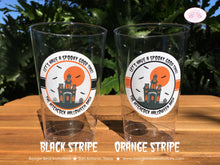 Load image into Gallery viewer, Halloween Party Beverage Cups Plastic Drink Birthday Haunted House Orange Black Bat Full Moon Spooky Boogie Bear Invitations Hitchcock Theme