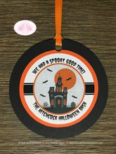 Load image into Gallery viewer, Halloween Birthday Party Favor Tags Haunted House Spooky Birthday Full Moon Haunting Orange Black Boogie Bear Invitations Hitchcock Theme