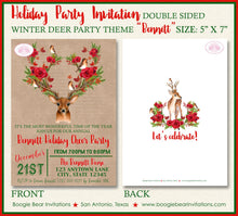 Load image into Gallery viewer, Christmas Deer Winter Party Invitation Rose Birds Autumn Woodland Animals Boogie Bear Invitations Bennett Theme Paperless Printable Printed