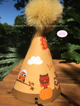 Load image into Gallery viewer, Thanksgiving Owls Birthday Party Hat Girl Boy Fall Autumn Harvest Orange Brown Red Turkey Pumpkin Forest Boogie Bear Invitations Rylan Theme