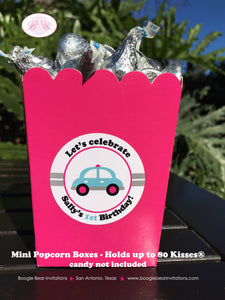 Pink Cars Trucks Party Popcorn Boxes Mini Favor Food Birthday Girl Blue Black Grey Silver Traffic Travel Boogie Bear Invitations Sally Theme