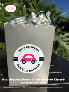 Pink Cars Trucks Party Popcorn Boxes Mini Favor Food Birthday Girl Blue Black Grey Silver Traffic Travel Boogie Bear Invitations Sally Theme
