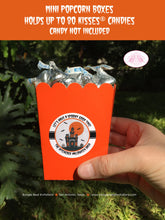 Load image into Gallery viewer, Halloween Party Popcorn Boxes Mini Favor Food Buffet Appetizer Haunted House Orange Black Full Moon Boogie Bear Invitations Hitchcock Theme