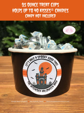 Load image into Gallery viewer, Halloween Party Treat Cups Candy Buffet Food Paper Birthday Haunted House Orange Black Bat Full Moon Boogie Bear Invitations Hitchcock Theme