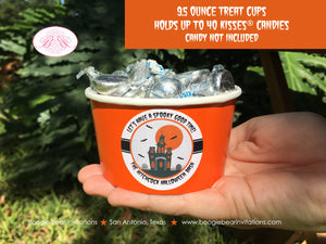 Halloween Party Treat Cups Candy Buffet Food Paper Birthday Haunted House Orange Black Bat Full Moon Boogie Bear Invitations Hitchcock Theme