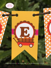 Load image into Gallery viewer, Pink Turkey Party Pennant Cake Banner Topper Birthday Fall Thanksgiving Girl Autumn Country Farm Pumpkin Boogie Bear Invitations Riley Theme
