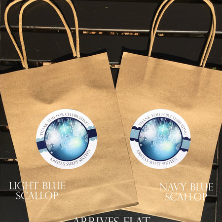 Blue Glowing Ornaments Party Favor Gift Bags Birthday Treat Sweet 16 Tags Navy Formal Dinner Event Star Boogie Bear Invitations Krista Theme