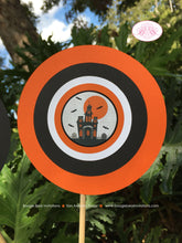 Load image into Gallery viewer, Haunted House Party Centerpiece Sticks Set Halloween Birthday Spooky Full Moon Haunting Black Orange Boogie Bear Invitations Hitchcock Theme