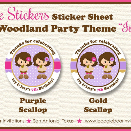 Twin Harvest Girl Party Circle Stickers Birthday Sheet Round Pink Pumpkin Farm Barn Country Fall Kids Boogie Bear Invitations Ivy Izzy Theme