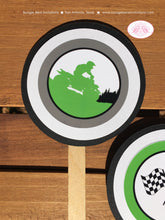 Load image into Gallery viewer, ATV Birthday Party Cupcake Toppers Quad Boy Girl Green Black 4 Wheeler Off Road All Terrain Vehicle Boogie Bear Invitations Dannely Theme