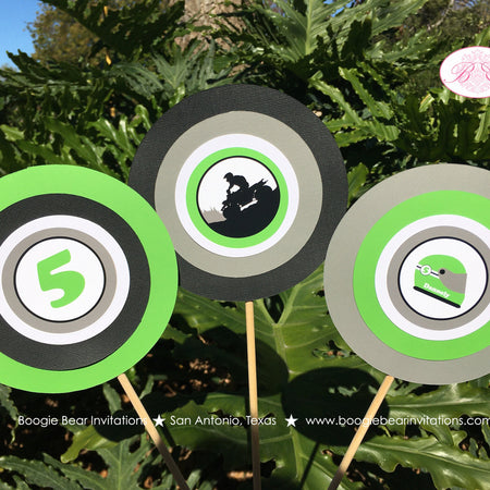 ATV Birthday Party Centerpiece Set Girl Boy Green Black Quad All Terrain Vehicle 4 Wheeler Race Track Boogie Bear Invitations Dannely Theme