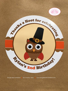Thanksgiving Owls Party Circle Stickers Birthday Sheet Round Boy Girl Turkey Fall Autumn Woodland Forest Boogie Bear Invitations Rylan Theme