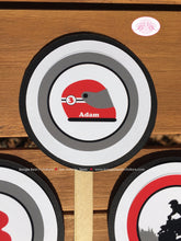 Load image into Gallery viewer, ATV Birthday Party Cupcake Toppers Quad Boy Girl Red Black All Terrain Vehicle 4 Wheeler Off Road Racing Boogie Bear Invitations Adam Theme