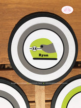 Load image into Gallery viewer, ATV Birthday Party Cupcake Toppers Quad Boy Girl Lime Green Grey All Terrain Vehicle 4 Wheeler Off Road Boogie Bear Invitations Ryan Theme