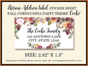Thanksgiving Dinner Party Invitation Cornucopia Bounty Horn of plenty Lunch Floral Formal Brunch Boogie Bear Invitations Cooke Theme Printed