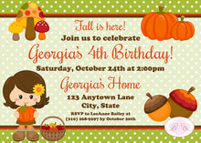 Load image into Gallery viewer, Autumn Harvest Girl Birthday Party Invitation Fall Country Pumpkin Farm Boogie Bear Invitations Georgia Theme Paperless Printable Printed