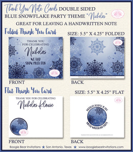 Blue Snowflake Party Thank You Cards Birthday Winter Ombre Christmas Boy Girl Formal Dinner Boogie Bear Invitations Nicholas Theme Printed