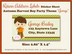 Autumn Harvest Boy Birthday Party Invitation Fall Country Farm Barn Pumpkin Boogie Bear Invitations George Theme Paperless Printable Printed