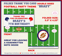 Load image into Gallery viewer, Football Birthday Party Thank You Card Boy Girl Sport Touch Down Sports Foot Ball Goal Team Pro Boogie Bear Invitations Brady Theme Printed