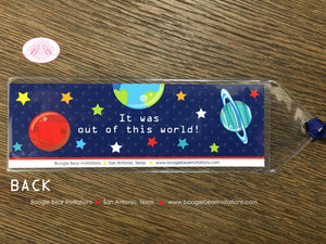 Outer Space Birthday Party Bookmarks Favor Girl Boy Planets Astronaut Galaxy Stars Solar System Travel Boogie Bear Invitations Galileo Theme
