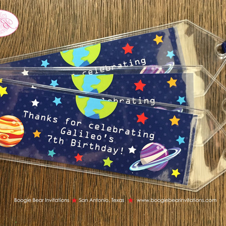 Outer Space Birthday Party Bookmarks Favor Girl Boy Planets Astronaut Galaxy Stars Solar System Travel Boogie Bear Invitations Galileo Theme