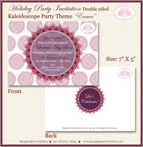 Radial Pattern Valentine's Party Invitation Love Kaleidoscope Purple Red Day Boogie Bear Invitations Eames Theme Paperless Printable Printed