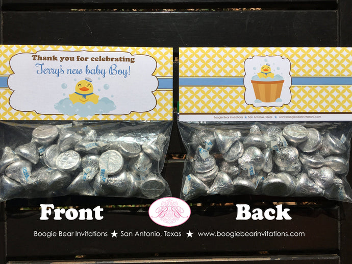 Yellow Rubber Duck Baby Shower Folded Treat Bag Toppers Label Boy Blue Little Duckie Party Sailor Chick Boogie Bear Invitations Terry Theme