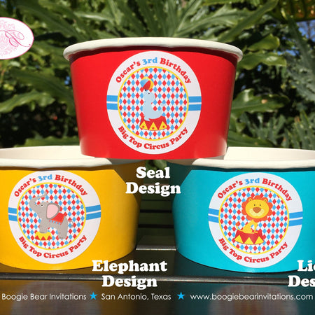 Circus Animals Party Treat Cups Candy Buffet Appetizer Food Birthday Girl Boy Red Blue Yellow Showman Boogie Bear Invitations Oscar Theme