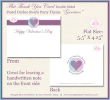 Load image into Gallery viewer, Valentine&#39;s Day Party Thank You Card Birthday Pink Blue Purple Pastel Ombre Love Swirl Heart Boogie Bear Invitations Garrison Theme Printed