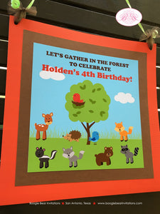 Woodland Animals Birthday Party Door Banner Deer Bird Green Tree Wild Boy Girl Outdoor Garden Park Kids Boogie Bear Invitations Holden Theme