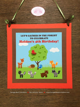 Load image into Gallery viewer, Woodland Animals Birthday Party Door Banner Deer Bird Green Tree Wild Boy Girl Outdoor Garden Park Kids Boogie Bear Invitations Holden Theme