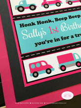 Load image into Gallery viewer, Cars Trucks Birthday Party Door Banner Pink Blue Black Traffic Pink Blue Metro Girl Road Trip Travel Boogie Bear Invitations Sally Theme