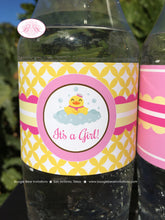 Load image into Gallery viewer, Yellow Rubber Duck Baby Shower Bottle Wraps Wrappers Cover Label Pink Girl Little Duckie Pool Bubbles 1st Boogie Bear Invitations Beth Theme