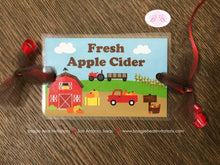 Load image into Gallery viewer, Fall Farm Party Beverage Card Wrap Drink Label Sign Birthday Pumpkin Red Barn Country Harvest Boy Girl Boogie Bear Invitations Donovan Theme