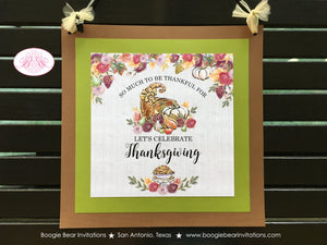 Thanksgiving Dinner Door Banner Birthday Cornucopia Bounty Pumpkin Pie Horn of plenty Fall Autumn Flower Boogie Bear Invitations Cooke Theme