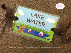 Lake Fun Birthday Party Beverage Card Drink Label Sign Wrap Sail Boat Forest Park Summer Swim Camp River Boogie Bear Invitations Jamie Theme