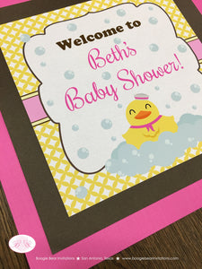 Yellow Rubber Duck Baby Shower Door Banner Party Bath Tub Pink Bubbles Pool Little Duckie Swim Ducky Girl Boogie Bear Invitations Beth Theme