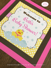 Load image into Gallery viewer, Yellow Rubber Duck Baby Shower Door Banner Party Bath Tub Pink Bubbles Pool Little Duckie Swim Ducky Girl Boogie Bear Invitations Beth Theme