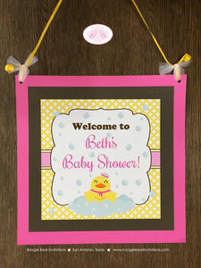 Yellow Rubber Duck Baby Shower Door Banner Party Bath Tub Pink Bubbles Pool Little Duckie Swim Ducky Girl Boogie Bear Invitations Beth Theme