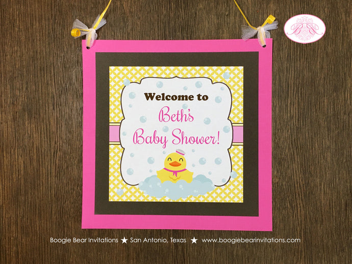 Yellow Rubber Duck Baby Shower Door Banner Party Bath Tub Pink Bubbles Pool Little Duckie Swim Ducky Girl Boogie Bear Invitations Beth Theme